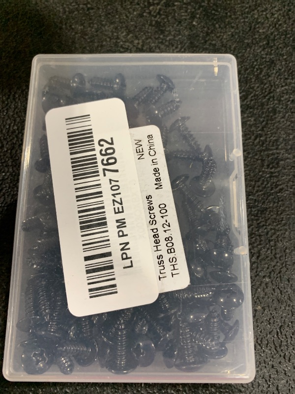 Photo 1 of #8 x 1/2" Truss Head Self Tapping Wood Screws Sheet Metal Screws, Black Finish, 304 Stainless Steel 18-8, 100 PCS