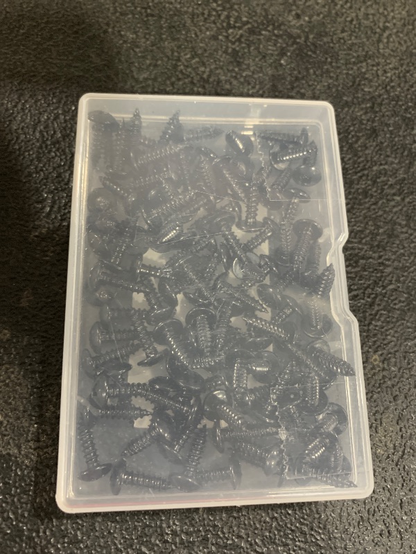 Photo 1 of #6 x 1/2" Truss Head Self Tapping Wood Screws Sheet Metal Screws, Black Finish, 304 Stainless Steel 18-8, 100 PCS