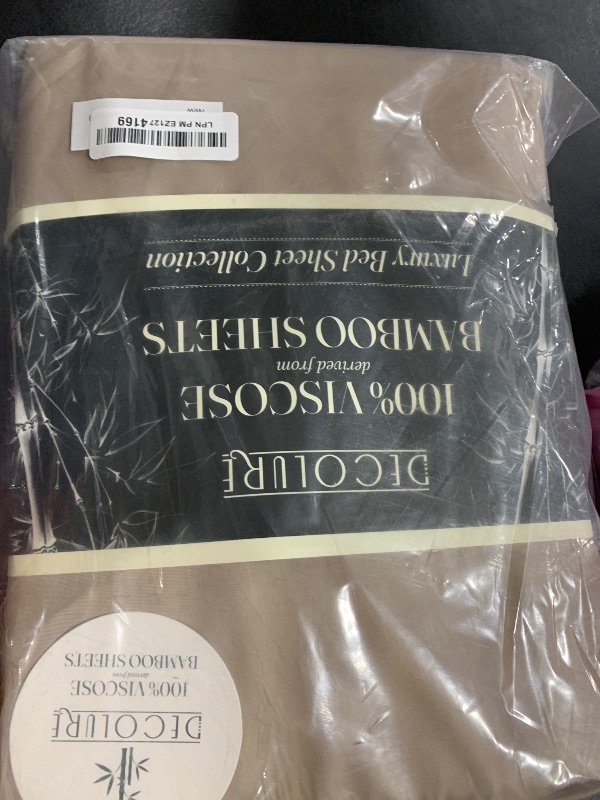 Photo 1 of DECOLURE 100% Viscose Derived from Bamboo Sheets Queen Size 4pcs - Ultra Soft & Luxuriously Cooling, 17" Deep Pocket, Double Stitching, Perfect for Hot Sleepers - Queen Bed Sheets (Taupe)