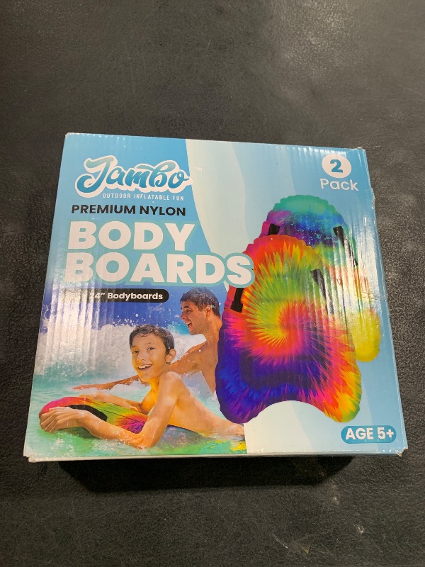 Photo 1 of JAMBO 2 Pack Inflatable Surf Body Boards with Handles for Water Slides, Boogie Boards for Beach, Pool, Lake & Slip Slides, Lightweight Floating Water Toys for Kids & Adults