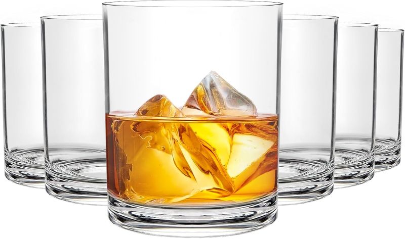 Photo 1 of 12 Oz Plastic Whiskey Glasses Set of 6 – Unbreakable Old Fashioned Cocktail Cups, Clear Reusable Plastic Drinking Glasses, Outdoor Glassware, Dishwasher Safe & BPA-Free

