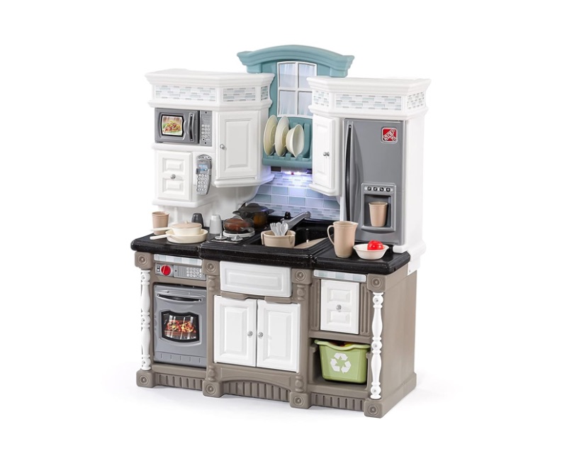 Photo 1 of Step2 Lifestyle Dream Kids Kitchen Playset, Indoor/Outdoor Kitchenette, Interactive Play with Lights and Sounds, Made of Durable Plastic, 37 Piece Toy Accessories, Toddlers 2+ Years Old, Gray