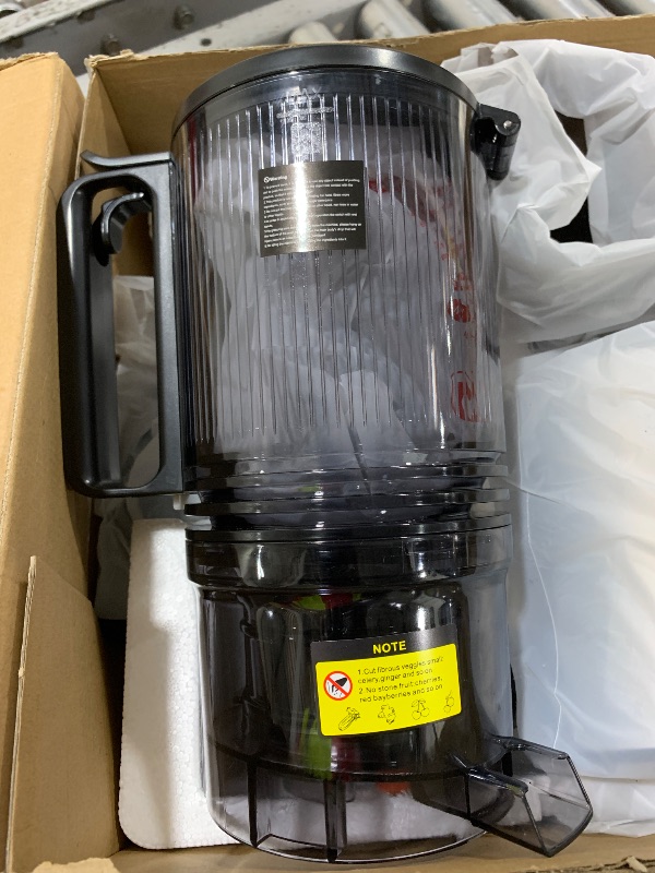 Photo 1 of Cold Press Juicer, 5.8" Wide Feed Chute Juice Extractor Machine with 400W, High Juice Yield, Slow Masticating Juicer for Whole Vegetables & Fruits, Metallic Silver