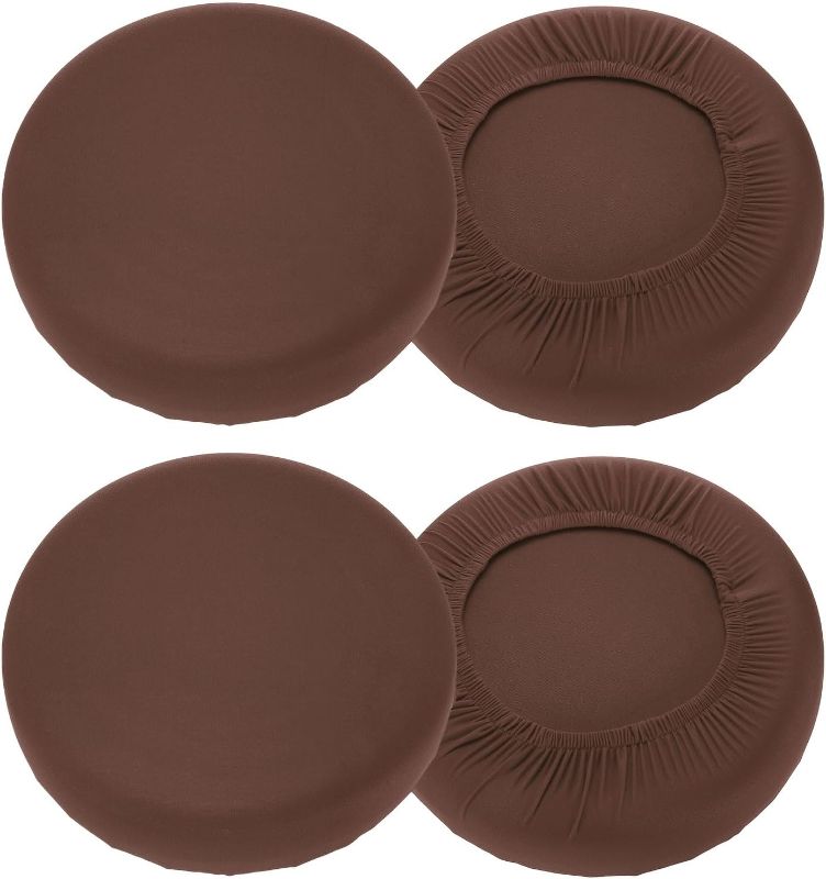 Photo 1 of uxcell 4 Pack Stool Covers Round, 16-20 Inch Bar Stool Covers Washable Dustproof Slipcover Seat Cushion with Elastic for Bar Kitchen Living Room Decor, Dark Brown
