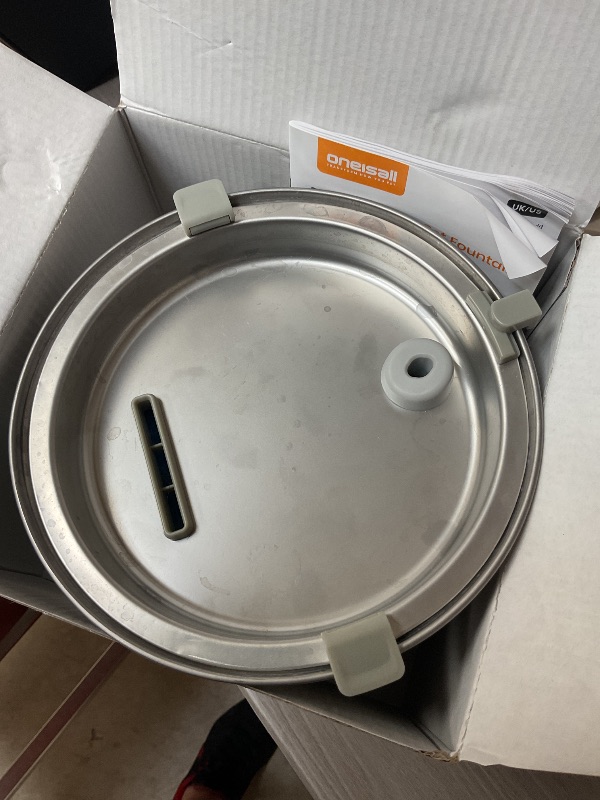 Photo 1 of SEE PICTURE ……oneisall 2L Stainless Steel Cat Water Fountain with Snap, Anti-Spill Cats Water Fountains with Quiet Pump,Continuous Fresh Water Supply,Pet Water Fountain for Single Kitty & Small Pets