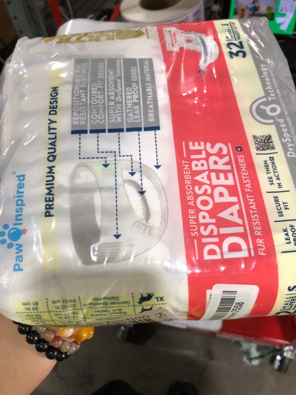 Photo 1 of Paw Inspired 32ct Disposable Dog Diapers | Female Dog Diapers Ultra Protection | Diapers for Dogs in Heat, Excitable Urination, or Incontinence (Small)