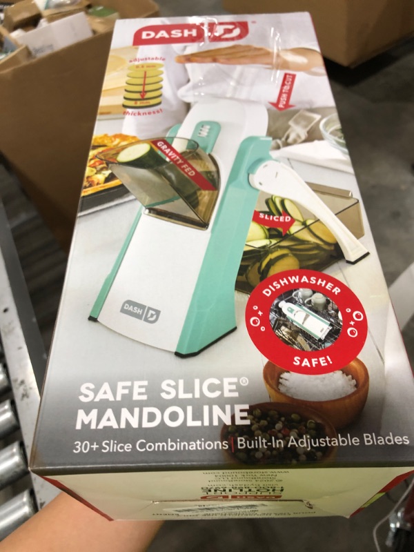 Photo 1 of DASH Safe Slice® Mandoline Slicer, Julienne + Dicer for Vegetables, Meal Prep & More with 30+ Presets & Thickness Adjuster - Aqua
