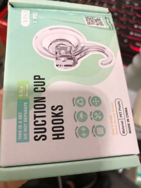 Photo 1 of VIS'V Suction Cup Hooks, Small Shower Suction Hooks, Heavy Duty, Removable and Reusable, Clear, 2 Pcs