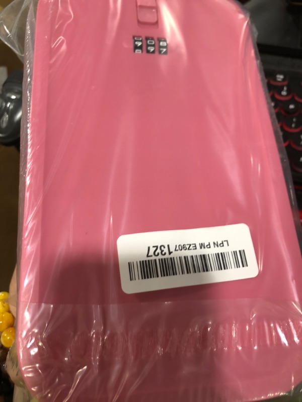 Photo 1 of Small Lock Box for Medication Safe, Lockbox for Phone Jail, Medicine Lockable Storage Box with Code for First Aid Kits, Locked Food/Snackle Box Container for Home/Fridge/Office (Pink)