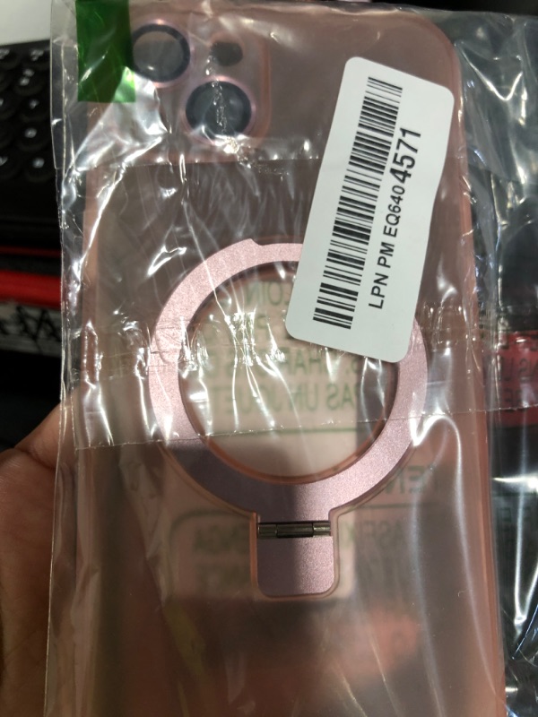 Photo 1 of Zalinbo for iPhone 14 Plus Case with Magnetic Invisible Ring Stand [Full Camera Lens Plustection] [Compatible with Mag-Safe] Military-Grade Matte Translucent Phone Cases for iPhone 14 Plus 6.7",Pink