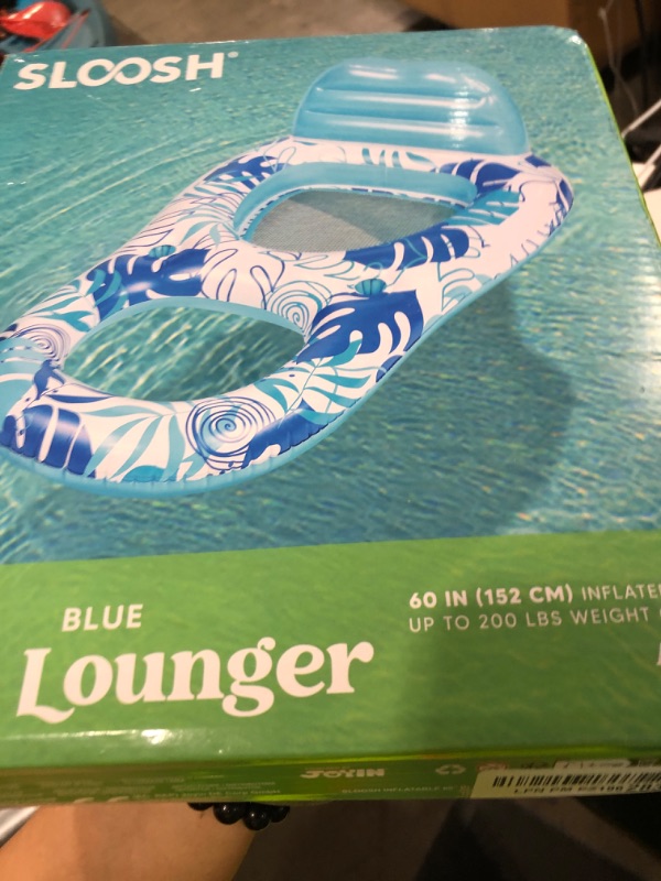 Photo 1 of SLOOSH Pool Lounge Float Adult, Inflatable Pool Floats Lounger Raft Floaties Water Floating Recliner Chair with Cup Holders Foot Rest Swimming Floaty, Blue