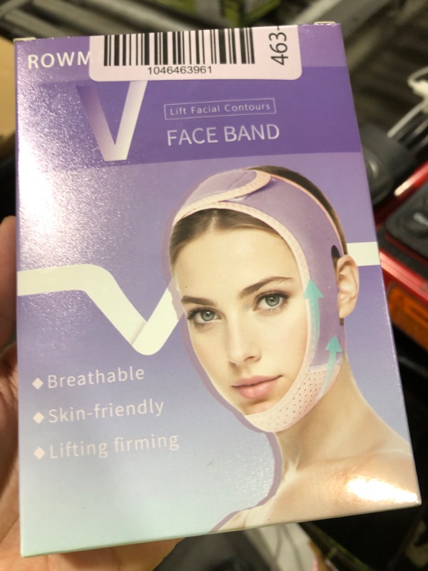 Photo 1 of ROWMATE V Line Lifting Mask Chin strap for sleeping, V Line Lifting Mask for Women,Jaw Exerciser?Medium,Purple
