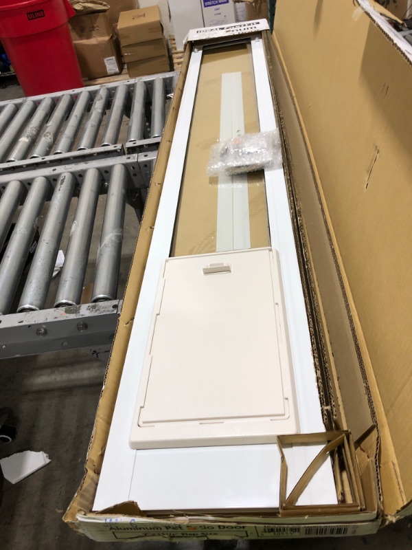 Photo 1 of Ideal Pet Products Aluminum Pet Patio Door, Adjustable Height 77-5/8" to 80-3/8", 7" x 11-1/4" Flap Size, White