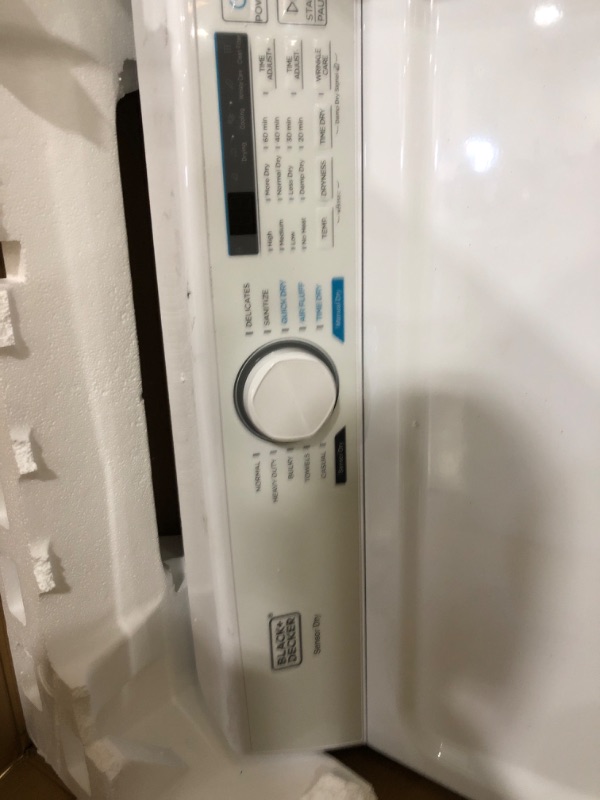 Photo 1 of BLACK+DECKER 7.0 Cu. Ft. Front Load Dryer, Clothes Dryer with LED Display and Dial Control, 5 Senor and Manual Dry Selections, Wrinkle Care, 240V, BLD67ME, White