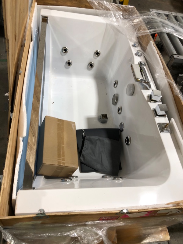 Photo 1 of Empava 59 x 29" Whirlpool Tub,750W Acrylic Jetted Bathtub with 11 Jets,Hydromassage with Chromatherapy,3-Side Apron,58 Gallons,ETL Certified