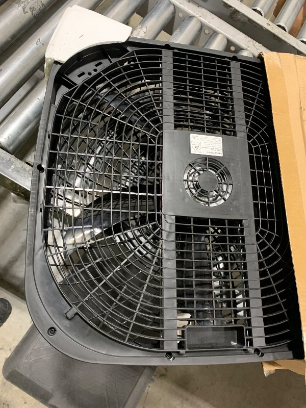 Photo 1 of Amazon Basics 3 Speed Box Fan, Indoor Electric Fan for Home Cooling, 5 Blades, Lightweight Design, 67 Watts, 20-Inch, Black, 6.8"D x 20.86"W x 21.33"H