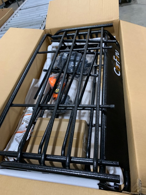 Photo 1 of Carforu Roof Rack Basket 51? X 36? X 5? Universal Rooftop Cargo Basket, 250LB Heavy Duty Cargo Basket Car Roof Basket for SUV, Truck, Cargo Net with Attachment Hooks, 2pcs Ratchet Straps