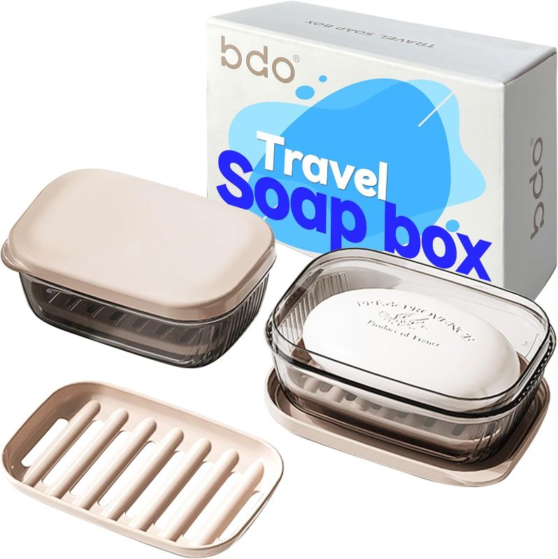 Photo 1 of Travel Soap Case, Leakproof Soap Container with Lid, Portable Bar Soap Holder for Traveling, Soap Dishe for Bathroom, Shower, Gym, School, Camping, Vacation, Outdoor,Travel Essentials
