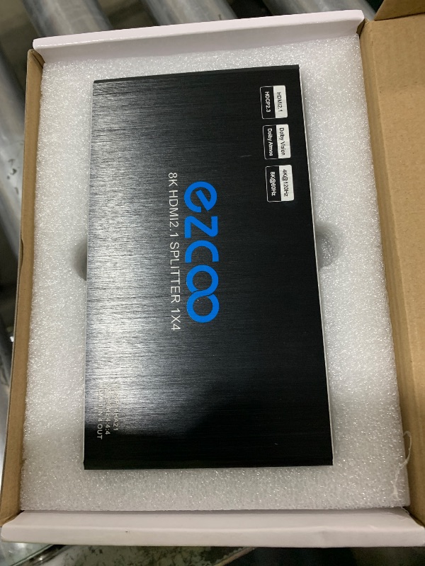 Photo 1 of HDMI Splitter 1x4 4K 120Hz 4:4:4 HDR 8K 60Hz VRR G/Sync EDID Switch HDCP 2.2,HDCP 2.3 Bypass,Duplicate/Mirror,EDID,Copy,Downscale, HDR,D-o-l-b-y Vision Atmos for Game PC Xbox PS5 Roku Fire TV