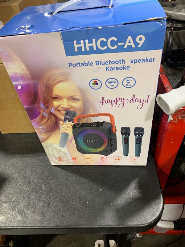 Photo 1 of Karaoke Machine with 2 Wireless Microphones,Portable Karaoke Machine for Adults & Kids,Karaoke Microphone with PA System,Karaoke Speaker Supports for TWS,USB,FM,REC,AUX in,TF Card