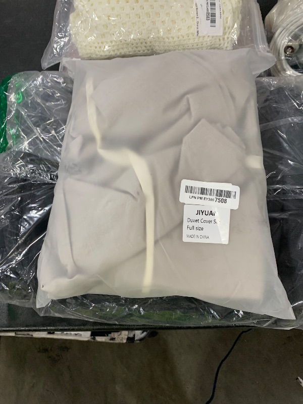Photo 1 of JIYUAN 100% Washed Cotton Duvet Cover Set 3 Pieces Full, 1 Duvet Cover 80x90 Inches(Comforter Not Included) and 2 Pillowcases,Linen Feel Bedding Set Comfy and Breathable, Heathered Cream Grey