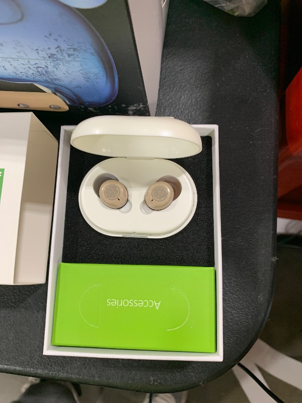 Photo 1 of Swaloo Nano Rechargeable Touch Hearing Aids for Seniors and Adults Severe Hearing Loss with Noise Cancelling?Easy Volume Control?Blue & Red Pair With Portable Charging Case?Suitable Gift for Elders (white)