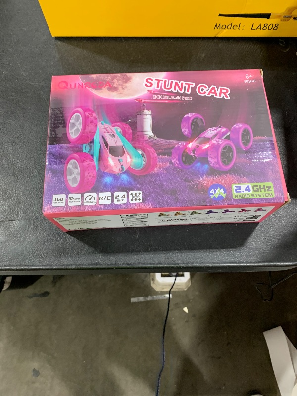 Photo 1 of QUNREDA RC Cars, Pink Remote Control Car for Girls, 2.4 GHZ Double Sided RC Stunt Car 360° Rotating Remote Control Crawler with Headlights Car Toys for 6 7 8 9 10 11 12 Girls Birthday Gift