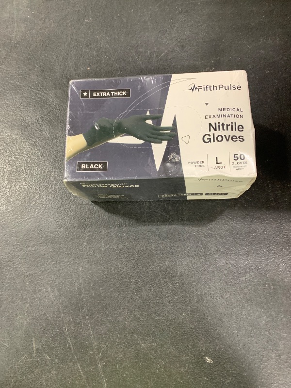 Photo 1 of Disposable Black Nitrile Gloves Large 50 Count - Extra Thick 4.5 Mil - Powder and Latex Free Rubber Gloves - Surgical Medical Exam Gloves - Food Safe Cooking Gloves