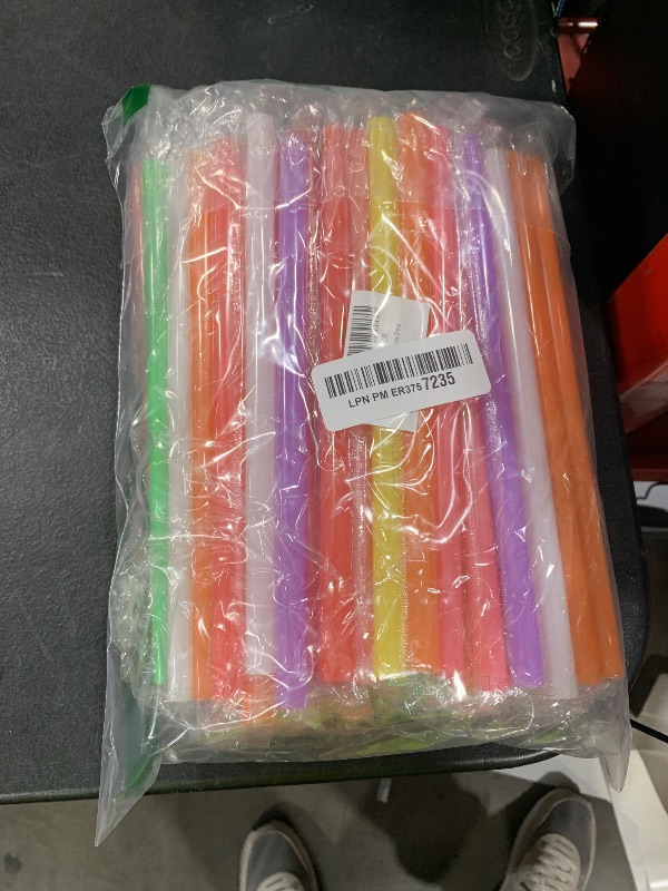 Photo 1 of [100 Pcs] Boba Smoothie Individually Wrapped Straws - Jumbo Large Plastic Disposable Bubble Tea Milkshake Colorful Drinking Straws(8.2" long and 0.43" Diameter)