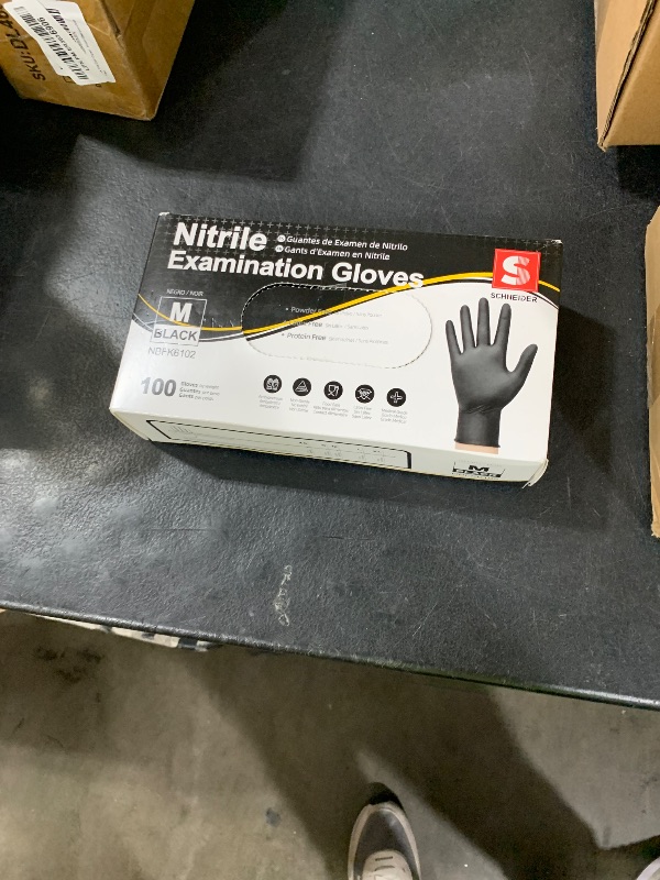 Photo 1 of Schneider Gloves Disposable Latex Free, Black Nitrile Gloves Medium Powder Free for Medical, Cooking, Cleaning, Food Prep