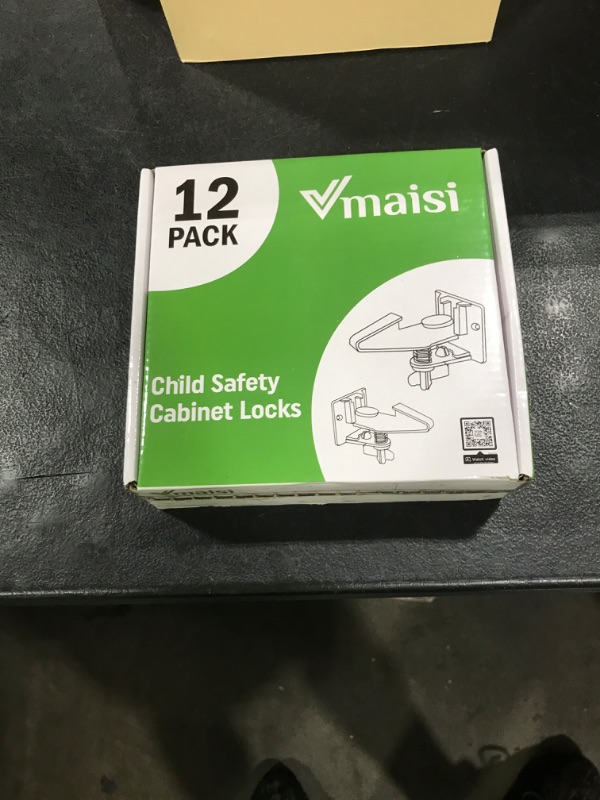 Photo 1 of 12 Pack Cabinet Locks Child Safety Latches - Vmaisi Baby Proofing Cabinets Drawer Lock with Adhesive Easy Installation - No Drilling or Extra Screws (White)