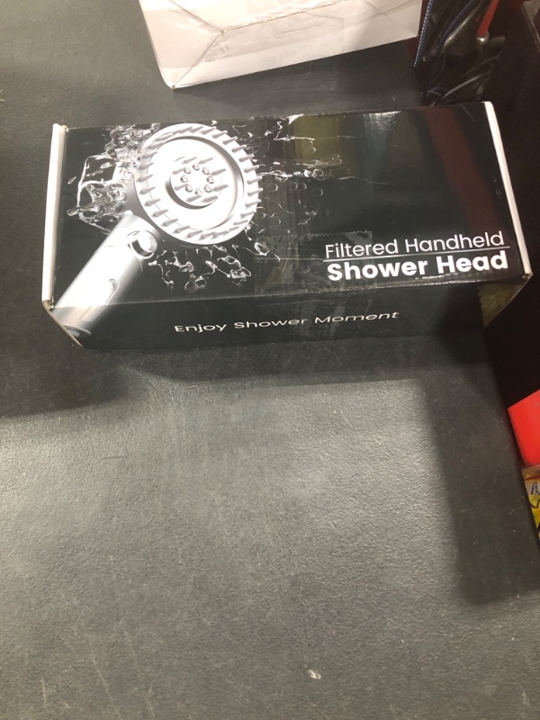 Photo 1 of PWERAN Filtered Shower Head with Handheld, High Pressure 4 Spray Mode Showerhead with Filters, Water Softener Filter Beads for Hard Water with ON/OFF Switch for Pets - Remove Chlorine (Gray)