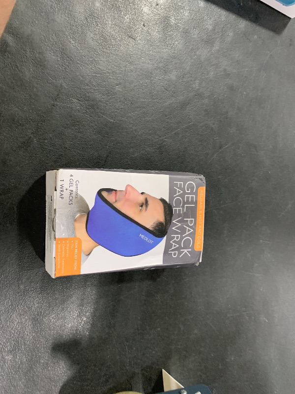 Photo 1 of LotFancy Face Ice Pack Wrap for TMJ, Wisdom Teeth, with 4 Reusable Hot Cold Therapy Gel Packs, Pain Relief for Head, Oral and Facial Surgery, Dental Implants, Blue