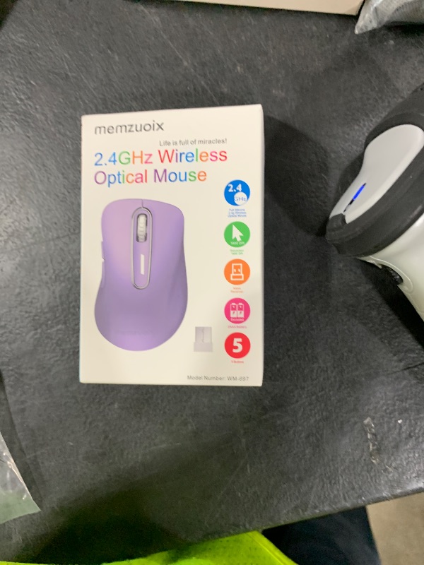 Photo 1 of memzuoix 2.4G Wireless Mouse, 1400 DPI Computer Mice with USB Receiver, Portable Wireless USB Mouse Battery Powered Cordless Mice for Laptop, PC, Desktop, 5 Buttons (Lilac)