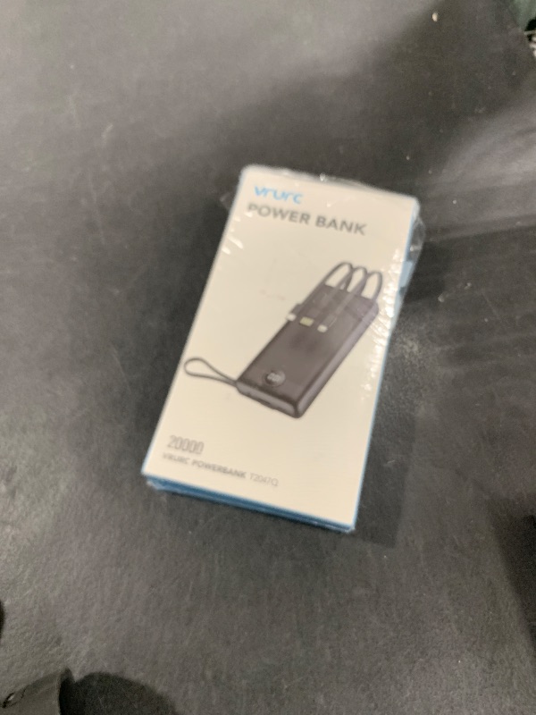 Photo 1 of VRURC Portable Charger with Built in Cables, 10000mAh Travel Essentials Power Bank, 5 Output 2 Input LED Display External Battery Pack Compatible with iPhone,Samsung,Android-Black(1 Pack)
