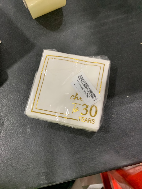 Photo 1 of Horaldaily 50 Pack Cheers to 30 Years Cocktail Napkins, 5x5 Inches White and Gold Foil Birthday Decorations Paper Napkins for Party Anniversary Lunch Dinner