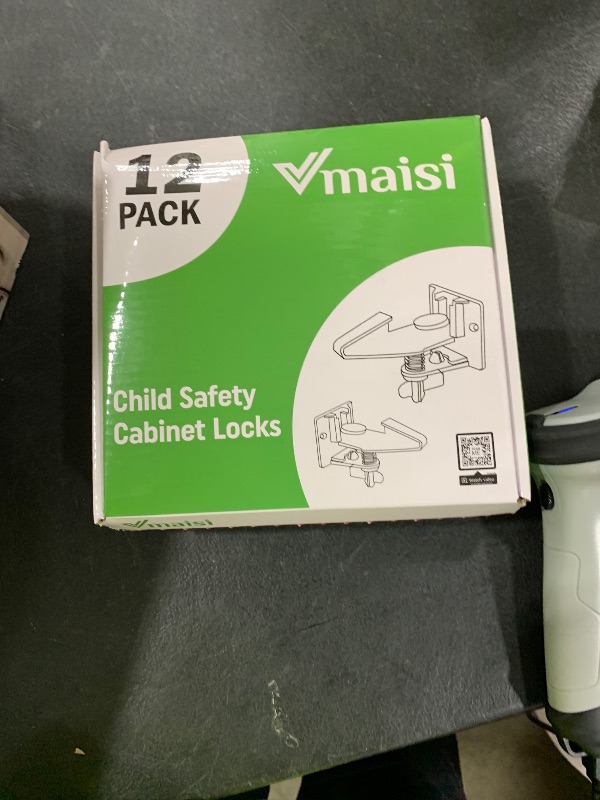 Photo 1 of 12 Pack Cabinet Locks Child Safety Latches - Vmaisi Baby Proofing Cabinets Drawer Lock with Adhesive Easy Installation - No Drilling or Extra Screws (White)