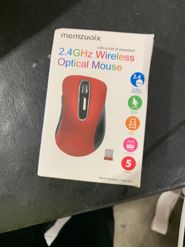 Photo 1 of memzuoix 2.4G Wireless Mouse, 1400 DPI Mobile Optical Cordless Mouse with USB Receiver, Portable Computer Mice for Laptop, PC, Desktop, MacBook, 5 Buttons, Red