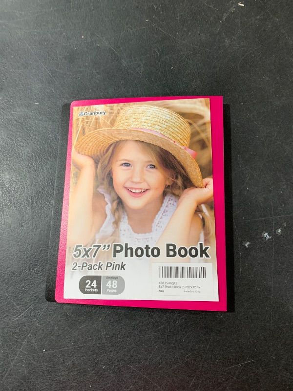 Photo 1 of CRANBURY Small Photo Album 5x7 (Pink), 2-Pack Plastic Photo Book, 24 Pockets Show 48 Pictures, Mini Picture Binder with Customizable Album Cover, 5 x 7 Clear Sleeves