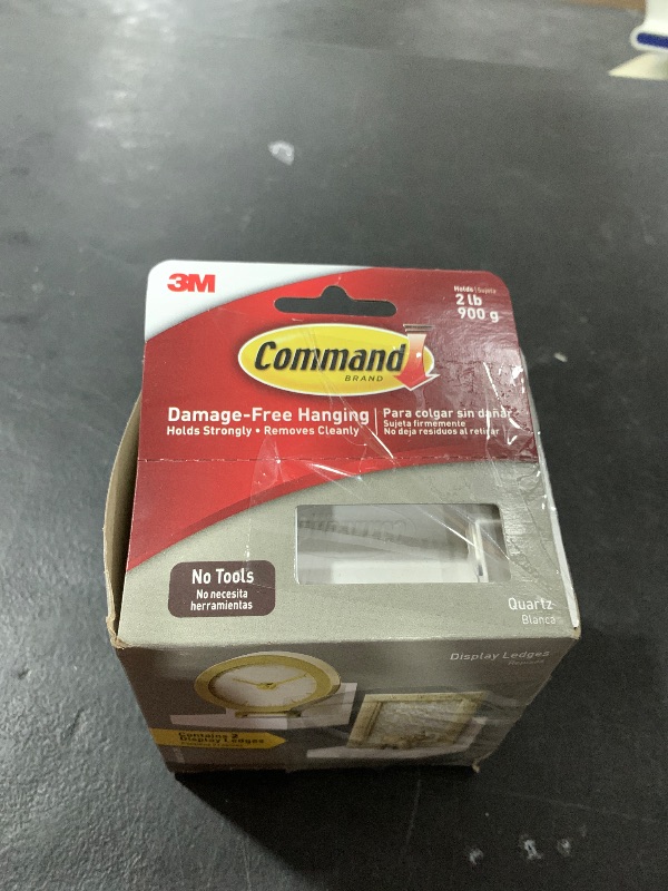 Photo 1 of Command Display Ledges, Holds up to 2 lb, Quartz, 2 Ledges with 8 Medium Command Strips, Damage Free Hanging Floating Shelf with Adhesive Strips, Personalize Living Room, Bedroom, Kids Room or Office