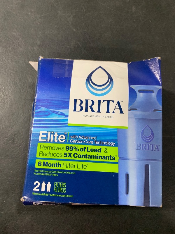 Photo 1 of Brita Elite Water Filter Replacements for Pitchers and Dispensers, BPA-Free, NSF Certified to Reduce 99% of Lead, Lasts Six Months or 120 Gallons, Includes 2 Pitcher Replacement Filters