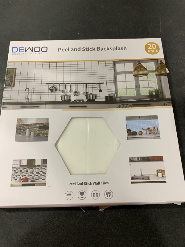 Photo 1 of DEWOO 20-Sheet White Peel and Stick Subway Backsplash Kitchen Bathroom Rectangle Self Adhesive Wall Tile Sticker (12"×12")