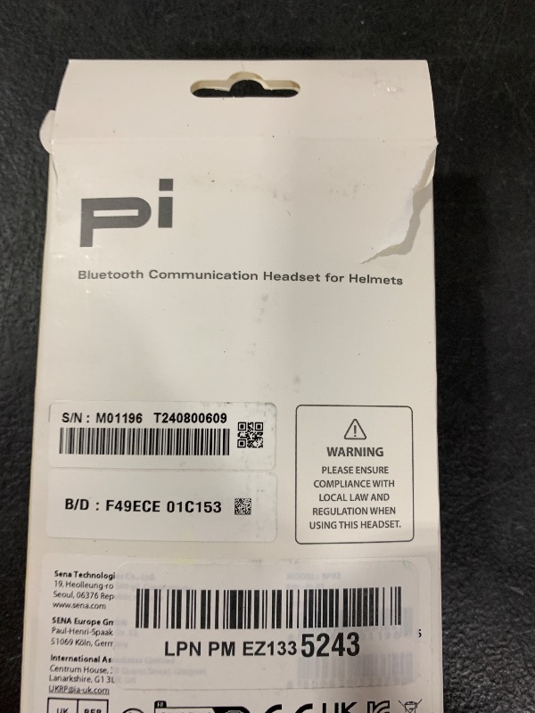 Photo 1 of Sena pi, Universal Bluetooth Intercom Headset, Fits Most Cycling and Multi-Sport Helmets