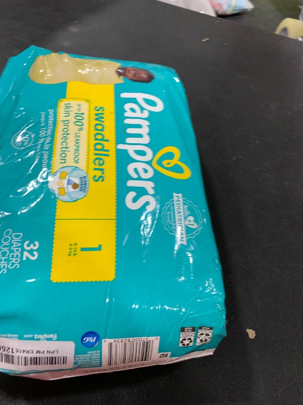 Photo 1 of Pampers Baby Diapers - Swaddlers - Size 1, 32 Count, Ultra Absorbent Disposable Infant Diaper