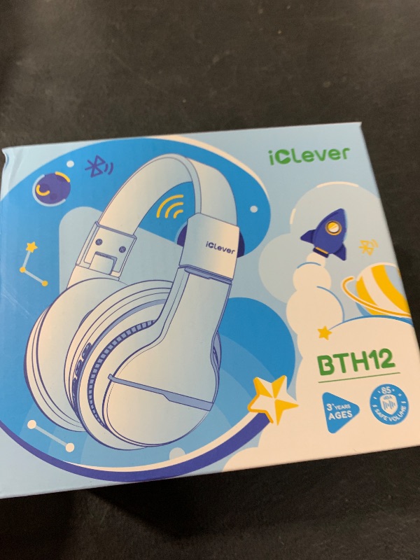 Photo 1 of iClever BTH12 Kids Bluetooth Headphones,Colorful LED Lights Kids Headphones Wireless,74/85dBA Safe Volume,85H Playtime,Fast Charging,Bluetooth 5.2,Over Ear,Built-in Mic for iPad/Tablet/Airplane,Blue