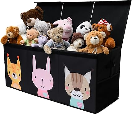 Photo 1 of SoftOwl Extra Large Toy Storage Organizer with Lid - Sturdy, Collapsible Toy Chest Storage Box Design - Toys Bin with Dividers for Kids, Nursery, Bedroom, Playroom 37"x16"x14"