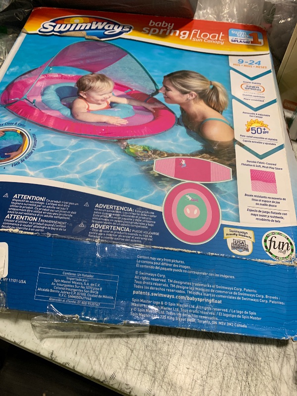 Photo 1 of Swimways Baby Spring Sun Canopy Pool Float, Pink