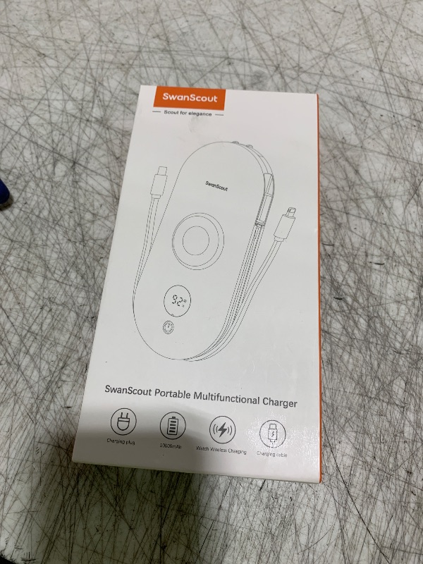 Photo 1 of SwanScout Portable Charger for Samsung Watch 8 Classic/8/Ultra/7, 10000mAh Power Bank with Built-in Cables & Wall Plug, 302S Travel Battery Pack Compatible with iPhone, Samsung, and More