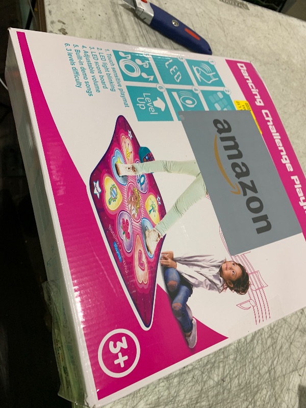 Photo 1 of SUNLIN Dance Mat - Dance Mixer Rhythm Step Play Mat - Dance Game Toy Gift for Kids Girls Boys - Dance Pad with LED Lights, Adjustable Volume, Built-in Music, 3 Challenge Levels (3-12 Years Old)