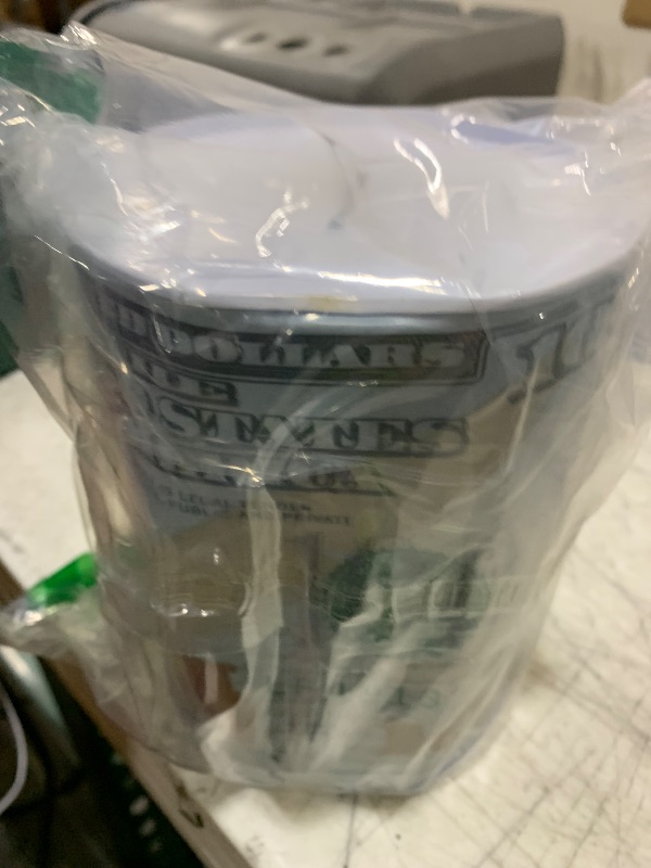 Photo 1 of $100 Dollar Bill Piggy Bank 5 7/8" Tall Coin Saving Money Currency Benjamin Franklin Tin Can Banknote Jar (1 Pack, 7 1/4" X 4 3/4")